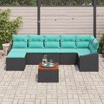 vidaXL Ensemble de canapé de jardin avec coussin 8 Pièces Noir polyrotin