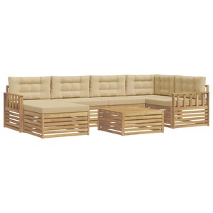 vidaXL Ensemble de canapés d'extérieur 7 Pièces Blanc et Beige
