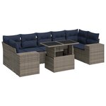 vidaXL Salon de jardin avec coussins 8 Pièces gris résine tressée acacia