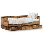 vidaXL Cadre de lit de jour avec tiroirs Bois ancien 90 x 190 cm
