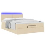 vidaXL Lit ottoman avec matelas et LED crème 140x190 cm tissu