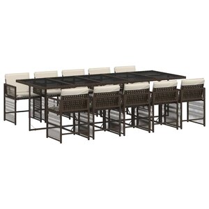 vidaXL Ensemble à manger de jardin et coussins 11 Pièces marron rotin