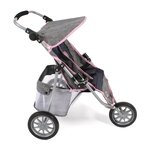 Bayer Chic 2000 697-26 - Poussette Jogger 3 roues pour poupées jumelles gris bleu marine