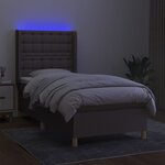 vidaXL Sommier à lattes de lit matelas et LED Taupe 90x190 cm Tissu