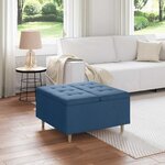 vidaXL Pouf de rangement avec coussin Bleu 80 x 80 x 45 cm tissu