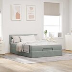 vidaXL Cadre de lit ottoman avec matelas gris clair 140x200 cm velours