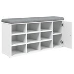 vidaXL Banc à chaussures blanc 102x32x50 cm bois d'ingénierie