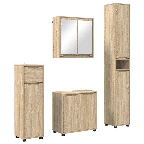 vidaXL Ensemble de mobilier de salle de bain 4 Pièces Chêne Sonoma