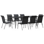 vidaXL Ensemble à manger de jardin 9 Pièces noir textilène et acier