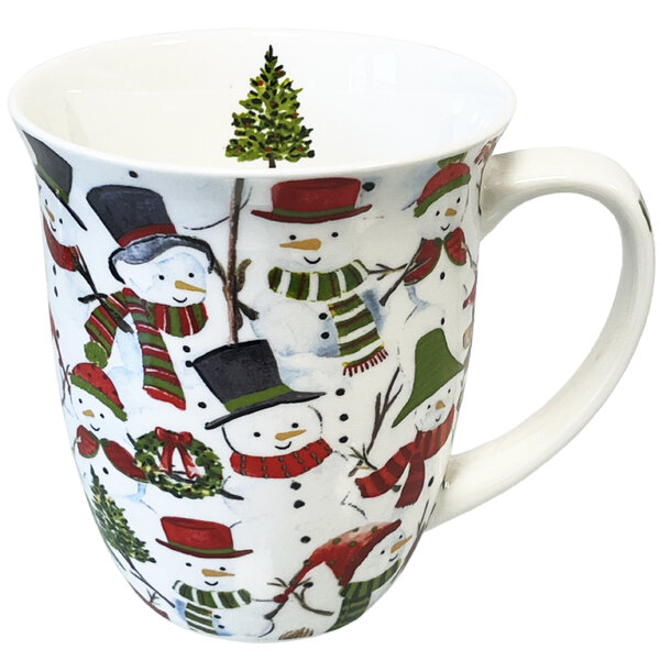 Tasse en porcelaine fine -  bonhommes de neige