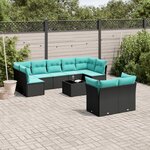 vidaXL Salon de jardin 10 Pièces avec coussins noir résine tressée
