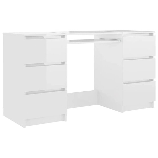 vidaXL Bureau Blanc brillant 140x50x77 cm Bois d'ingénierie