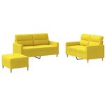 vidaXL Ensemble de canapés 3 Pièces avec coussins Jaune clair Tissu