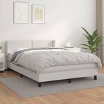 vidaXL Sommier à lattes de lit avec matelas Blanc 140x200cm Similicuir