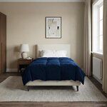 vidaXL Duvet d'été simple Matelassé Bleu foncé 155 x 200 cm Microfibre