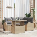vidaXL Ensemble de canapé de jardin 5 pièces avec coussins en poly rattan beige