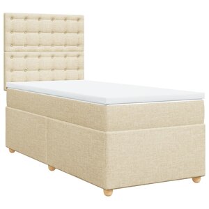 vidaXL Sommier à lattes de lit et matelas Crème 90x190 cm Tissu