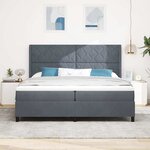 vidaXL Lit à ressorts avec tête de lit Gris foncé 200 x 200 cm Velours