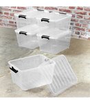 Lot de 5 boîtes de rangement 30L - plastique transparent