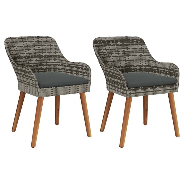 vidaXL Chaise de jardin 2 Pièces Gris 55 x 62 5 x 82 cm polyrotin