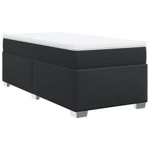 vidaXL Sommier à lattes de lit avec matelas Noir 90x200 cm Similicuir