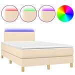 vidaXL Sommier à lattes de lit matelas et LED crème 120x190 cm tissu