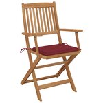 vidaXL Chaises pliables de jardin lot de 2 avec coussins Bois d'acacia