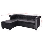 vidaXL Canapé Chesterfield en forme de L cuir synthétique noir