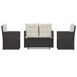 vidaXL Mobilier d'extérieur 4 Pièces avec coussins Résine tressée Noir