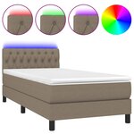 vidaXL Sommier à lattes de lit avec matelas LED Taupe 90x190 cm Tissu