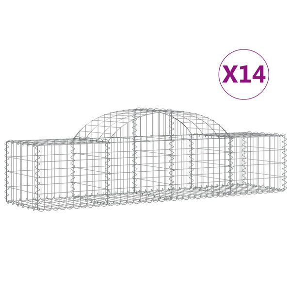 vidaXL Paniers à gabions arqués 14 Pièces 200x50x40/60 cm fer galvanisé