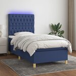 vidaXL Sommier à lattes de lit et matelas et LED Bleu 80x200cm Tissu