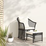 vidaXL Salon de jardin 2 Pièces avec coussins Noir Résine tressée