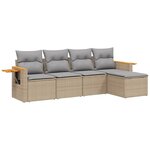 vidaXL Salon de jardin avec coussins 5 Pièces beige résine tressée
