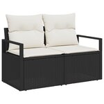 Canapé de Jardin 5 Pièces avec Coussins Noir en Poly Rattan