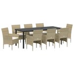 vidaXL Ensemble de salle à manger pour jardin 9 pc Beige polyrotin