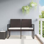 vidaXL Banc de jardin à 2 places avec coussins marron PP rotin