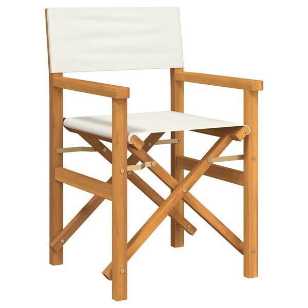 vidaXL Chaise de metteur en scène pliante crème bois teck massif