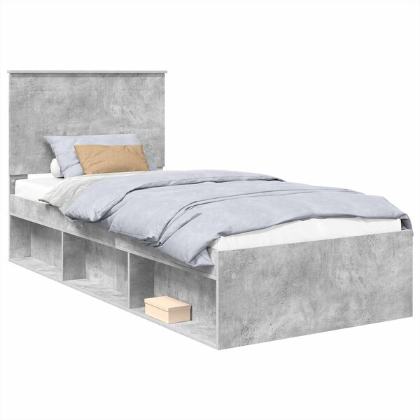 vidaXL Cadre de lit Béton 90 x 200 cm Bois de pin massif