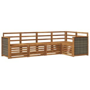 vidaXL Ensemble de canapé d'angle 4 Pièces Naturel Bois d'Acacia Massif