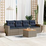 vidaXL Salon de jardin 5 Pièces avec coussins gris résine tressée