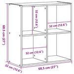 Bibliothèque vidaXL Chêne Noir 68 5x32x68 5 cm Bois d'ingénierie