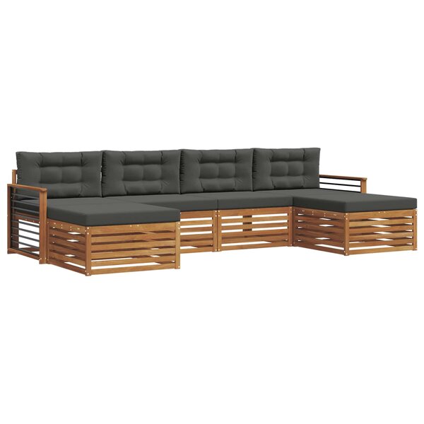 vidaXL Ensemble de canapés d'extérieur 6 pc Naturel et Anthracite