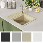vidaXL Évier de cuisine Granit Seul lavabo Beige