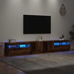 vidaXL Meuble TV avec lumières LED vieux bois bois d'ingénierie