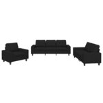 vidaXL Ensemble de canapés 3 Pièces noir tissu