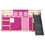 vidaXL Lit superposé avec toboggan et rideaux rose 90x190 cm