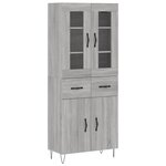 vidaXL Buffet haut Sonoma gris 69 5x34x180 cm Bois d'ingénierie