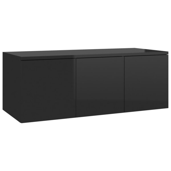 vidaXL Meuble TV Noir brillant 80x34x30 cm Bois d'ingénierie
