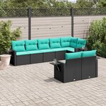 vidaXL Salon de jardin 8 Pièces avec coussins noir résine tressée